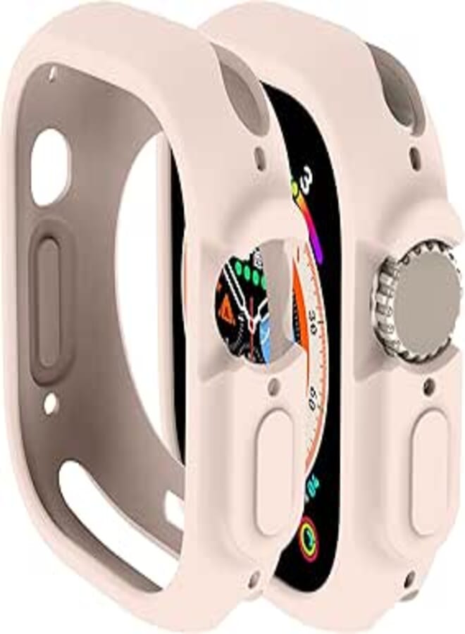 Yrzper Compatible for Apple Watch Ultra/Ultra 2 49mm Case All-Round Shockproof TPU SiliconeProtective Cover Bumper Shock-Absorbing Scratch-Resistant Case for Apple Watch Ultra 49mm (Pink)